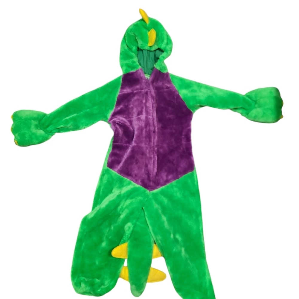 Green dinosaur zip up costume 6/6x